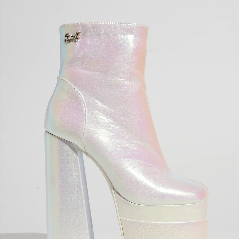 Shimmering Iridescent Heeled Boots